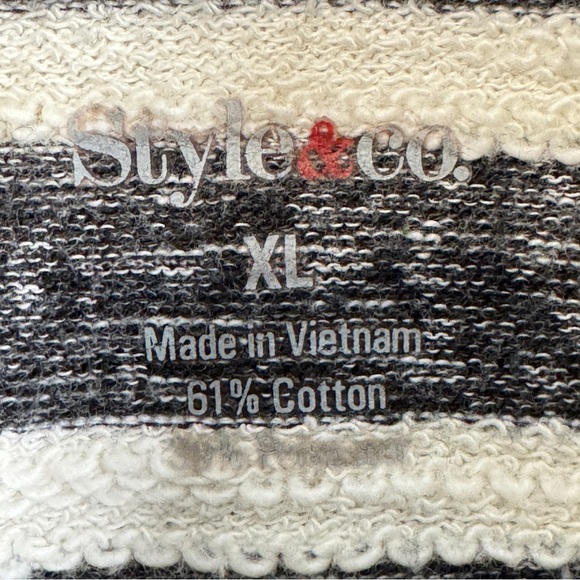 🤍 Style & Co Striped Cowl Neck Pullover XL Cozy Cotton Blend - Picture 4 of 5